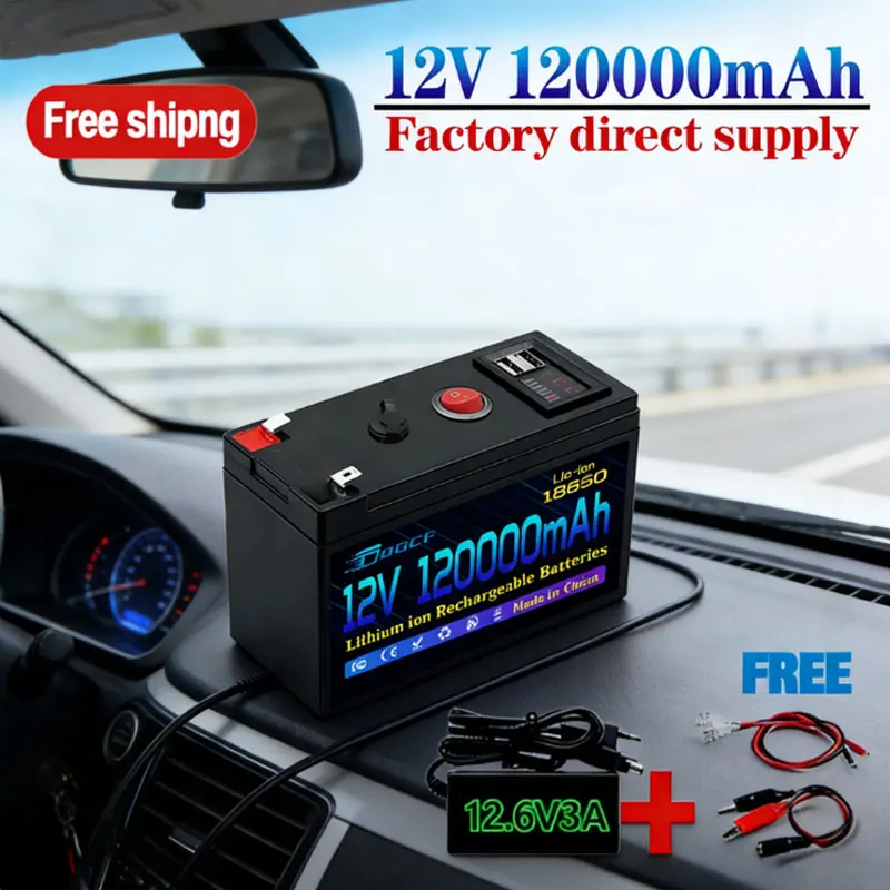

NEW 12V 120Ah Lithium 8000+Cycles LiFeP04 Rechargeable Battery for Solar/Wind Power,Small UPS,Lighting,Power Wheels,Fish Finder