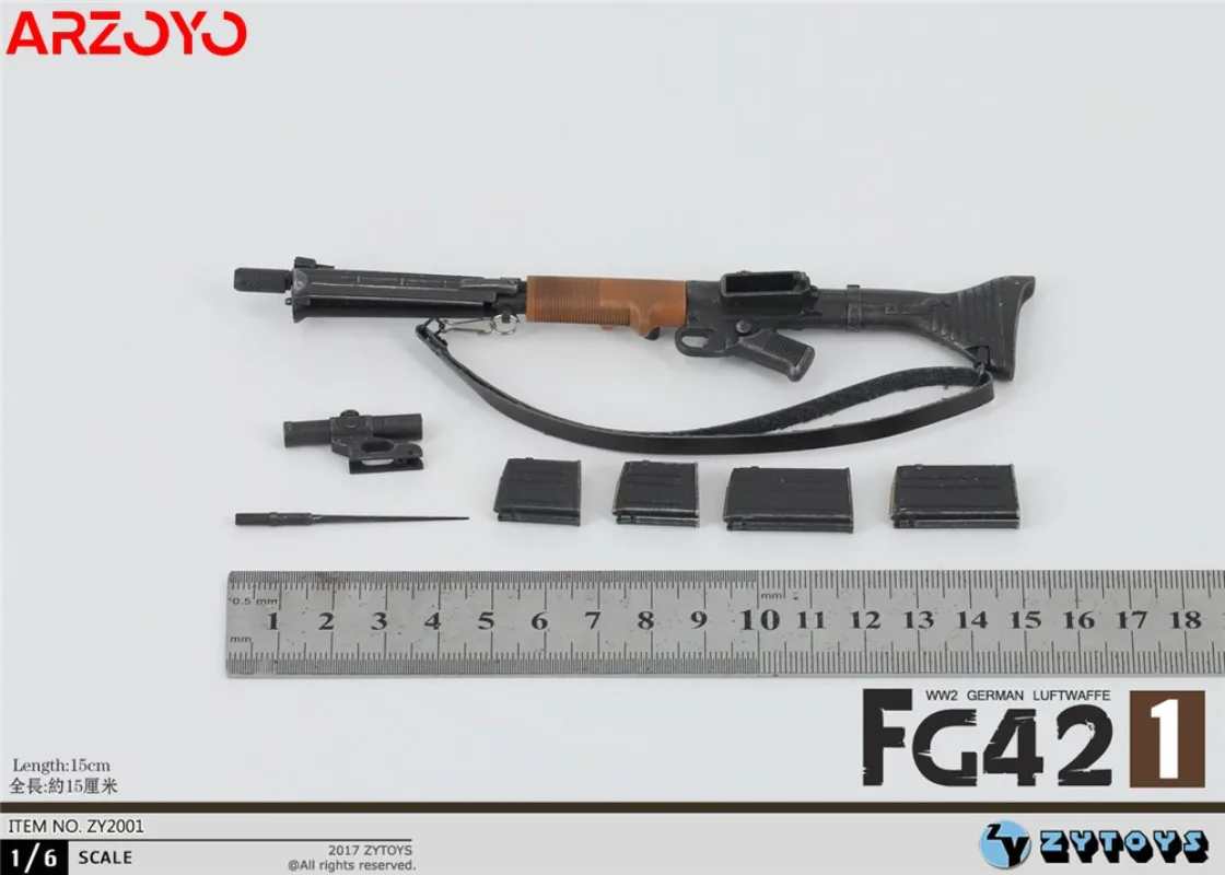 In Stock ZYTOYS ZY2001 1/6 FG42-1 WWII German Luftwaffe Weapon Model 15CM Plastic Scene Accessories Prop for 12