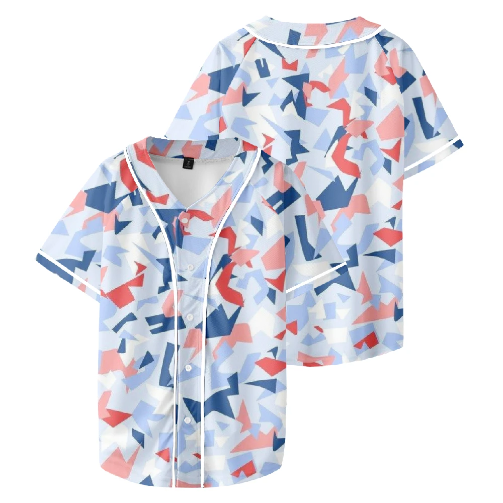 Colorful Terrazzo Pattern Baseball T-shirt Women Men Short Sleeve Tee Casual Streetwear Clothes