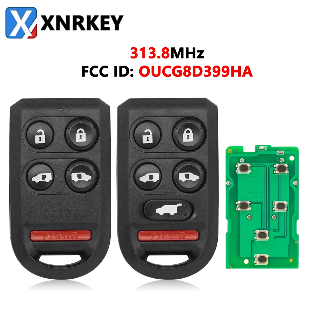 

XNRKEY 5/6 Button Remote Car Key 313.8Mhz for Honda Odyssey EX EXL 2005 2006 2007 2008 2009 2010 Keyless Smart Key OUCG8D399HA