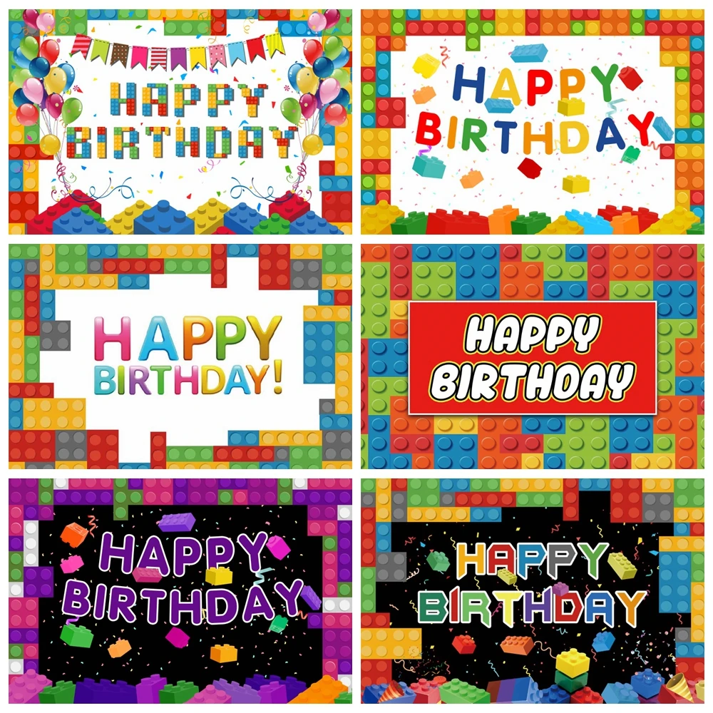 

Colorful Toy Building Blocks Photography Backdrop Boy Girl Baby Shower Birthday Party Decor Photographic Background Photo Studio