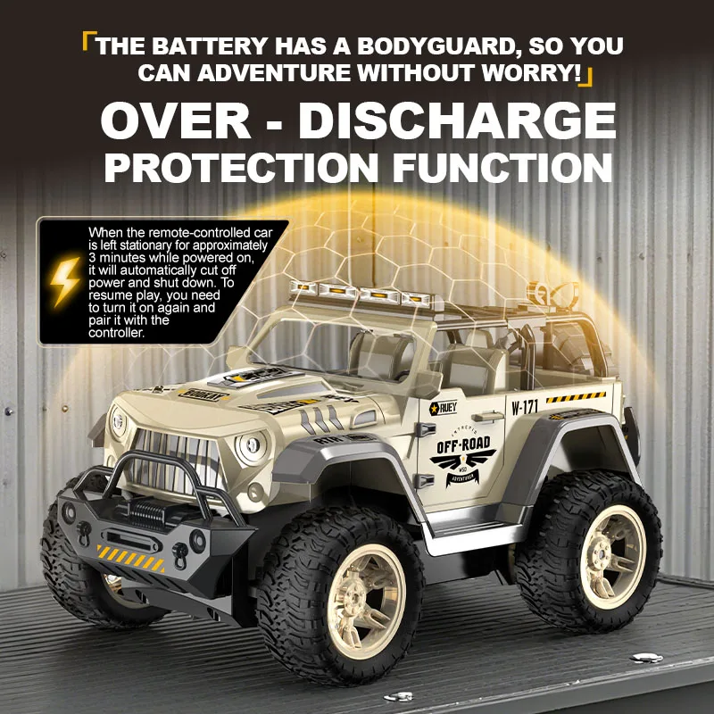 1:16 RC Trucks Toys 2,4-GHz-Auto mit LED-Lichtern und Spray für Kinder, All-Terrain-Offroad-Pickup-Spielzeug für Jungen ab 8 Jahren, Geschenk