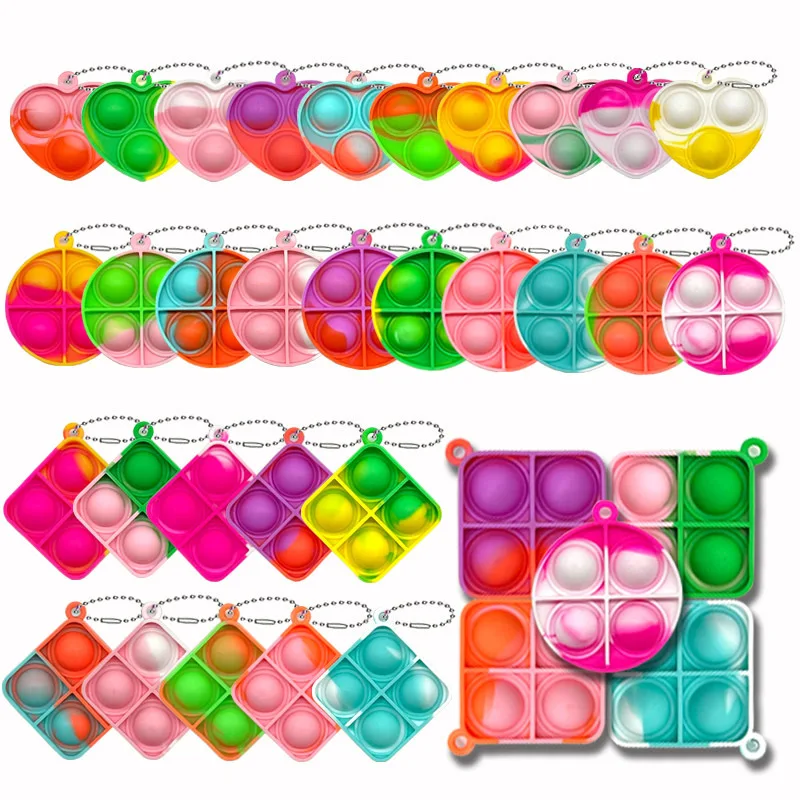 20pcs Mini Pop Keychain Sensory Fidgets Toy Pendants for Kids Birthday Party Favors Guest Gifts Classroom Prizes Goodie Stuffers