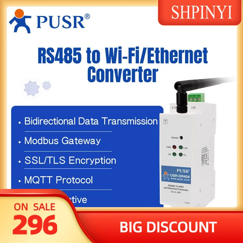 

USR-DR404 Прозрачная передача на DIN-рейку между преобразователем RS485 в WiFi/Ethernet Сервер последовательных устройств промышленного класса