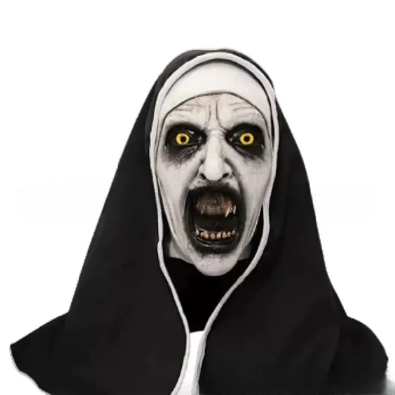 Nun Latex Mask Screaming Horror Face Headdress Horror Disguise Mask Halloween Party Parody Prop Haunted House Cosplay Decoration