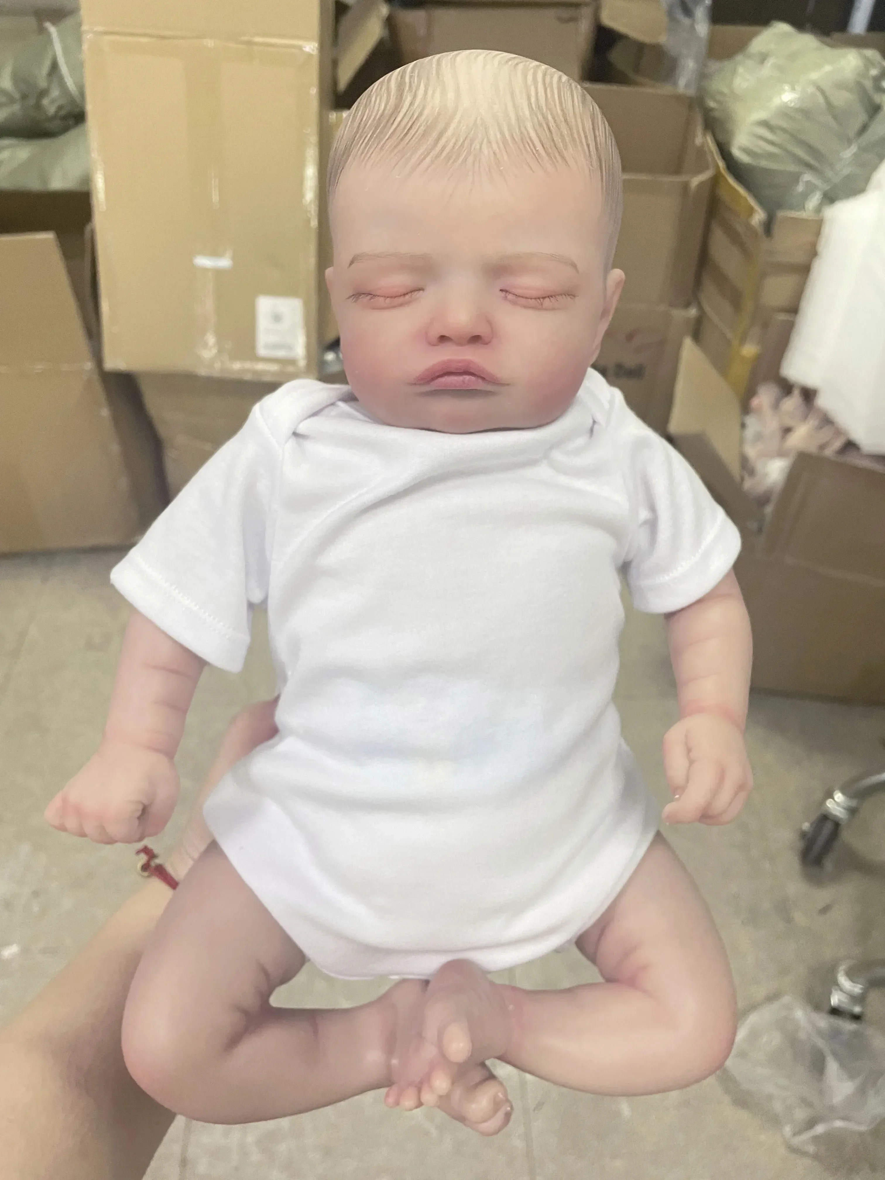 Rosalie Baby 18 ''cuerpo de tela suave muñeca Reborn realista muñeca de pintura de múltiples capas piel 3D con venas visibles pintura a mano cabello