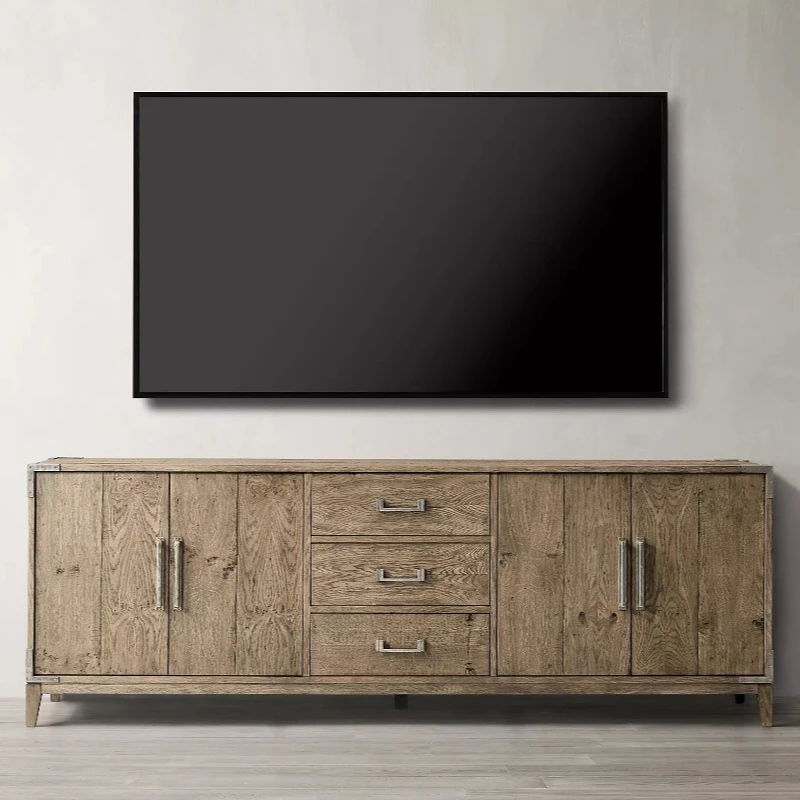 American retro living room home solid wood TV cabinet simple modern light luxury oak complete TV table