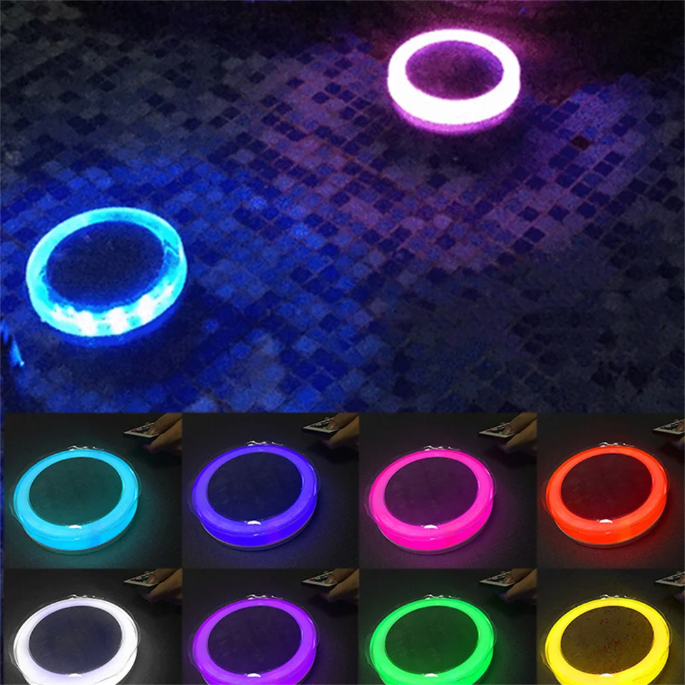 Solar Floating Light 15CM Round Swimming Pool Decoration RGB Color Outdoor Waterproof Night Lamp for Party,Birthday