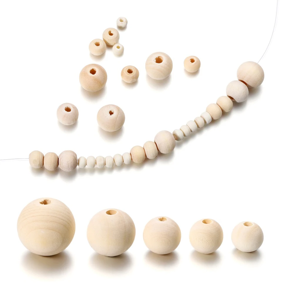 4-30mm 5-1000pcs Natural Wooden Beads Ball Round Loose Spacer Wood Beads For DIY Bracelet Necklace Jewelry Making Accessories