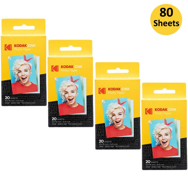 ورق صور Kodak الأصلي مقاس 2 × 3 بوصة ممتاز من الزنك (20/100 ورقة) متوافق مع Kodak Smile وKodak Step وورق الصور المطبوع