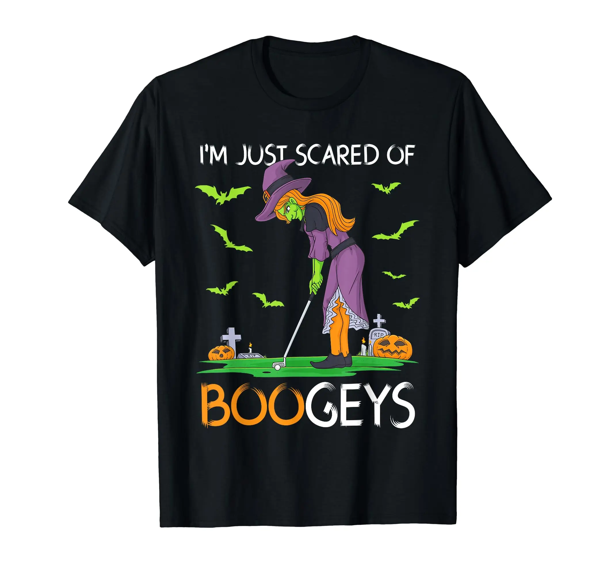 Just Scared Of Bogeys Witch Golf Halloween T-Shirt Retro Halloween Costume Men Women T-Shirt