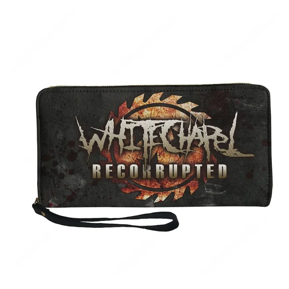 Whitechapel Heavy Metal Band Custom Wallet Purse Mens Women Teenagers Zipper Long Wallets Double Print  Portable Wallet Gift Bag
