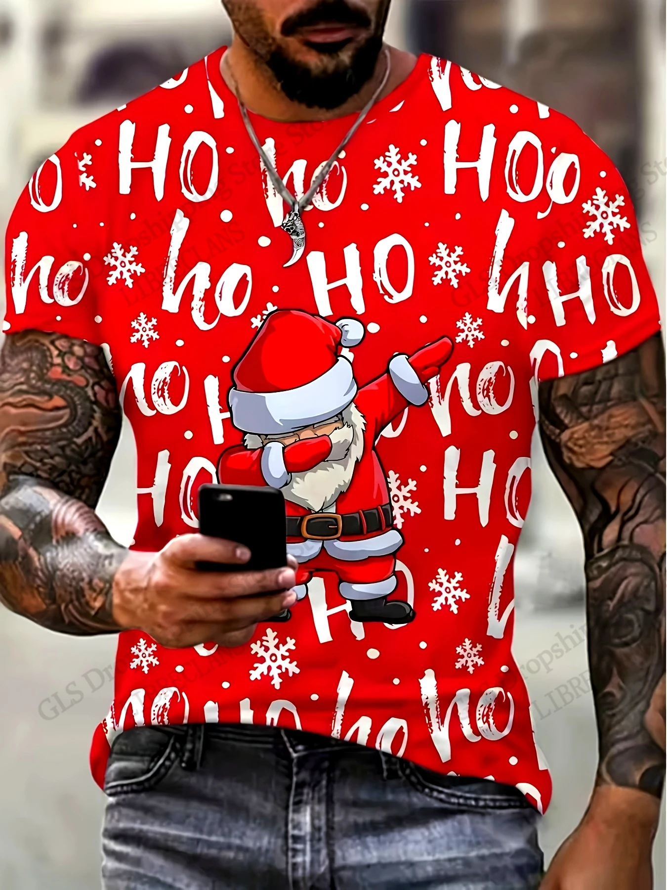 Fashion Mens Womens Christmas 3D Santa Claus Short Sleeve T-shirt Snowflake Xmas Party Tops Tees Men Clothing Men Women Tops New