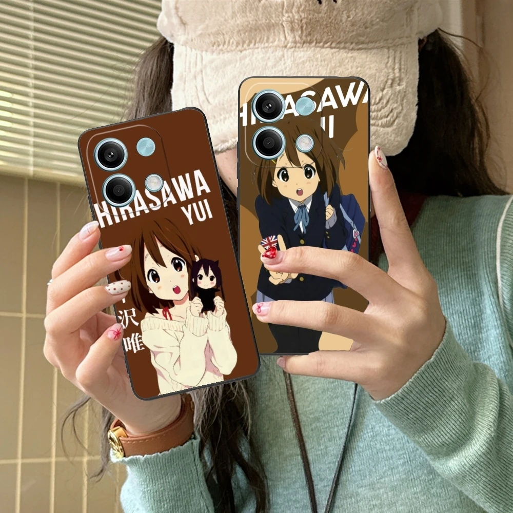 K-ON Hirasawa Yui Mobile Cell Phone Case for Xiaomi Redmi Note 13 12 11 10 9 8 7 6 S A Pro Lite Plus 5G Black Phone Cover Shell