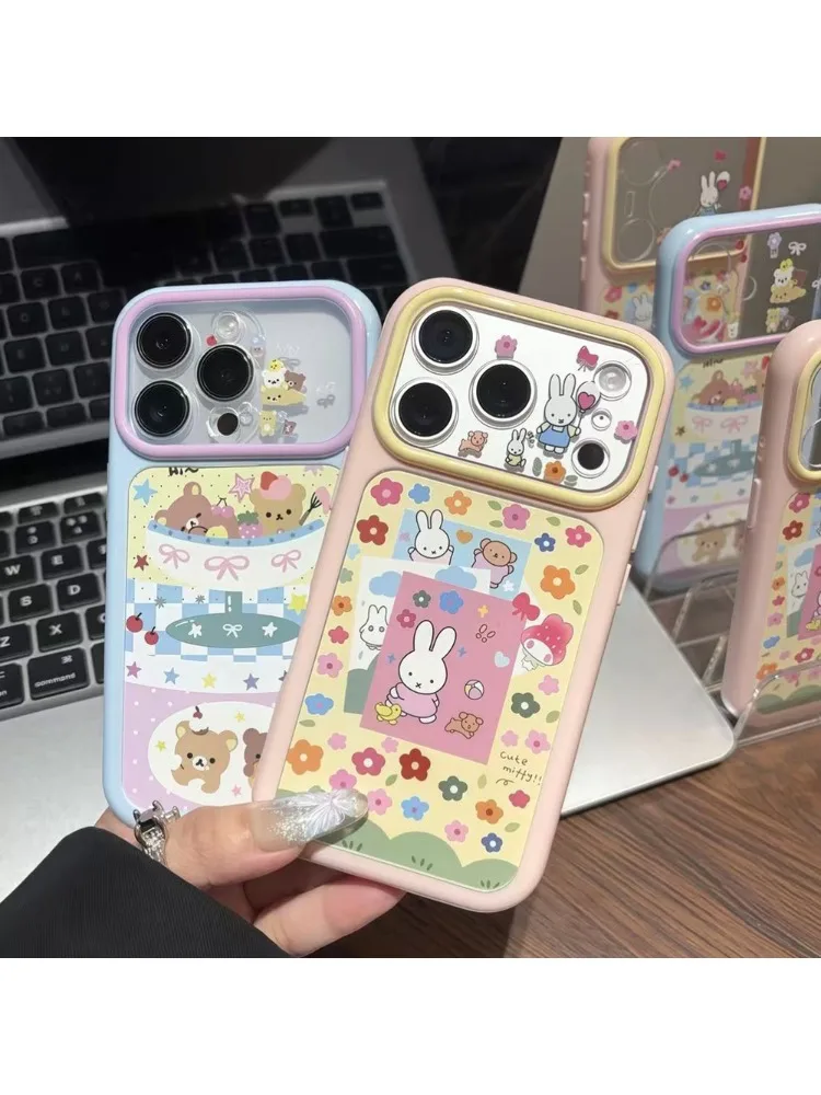 Niedliche Cartoon-Anime Rilakkuma Bär Blumen Miffy Kaninchen Handyhülle für iPhone 17 Pro 16 15 Pro Max Hüllen Stoßfeste Hartschale