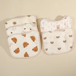 New Waterproof Baby Bibs Cute Heart Rainbow Cartoon Animal Print Cotton Bib Infant Burp Cloths for Boy Girl Feeding Accessories