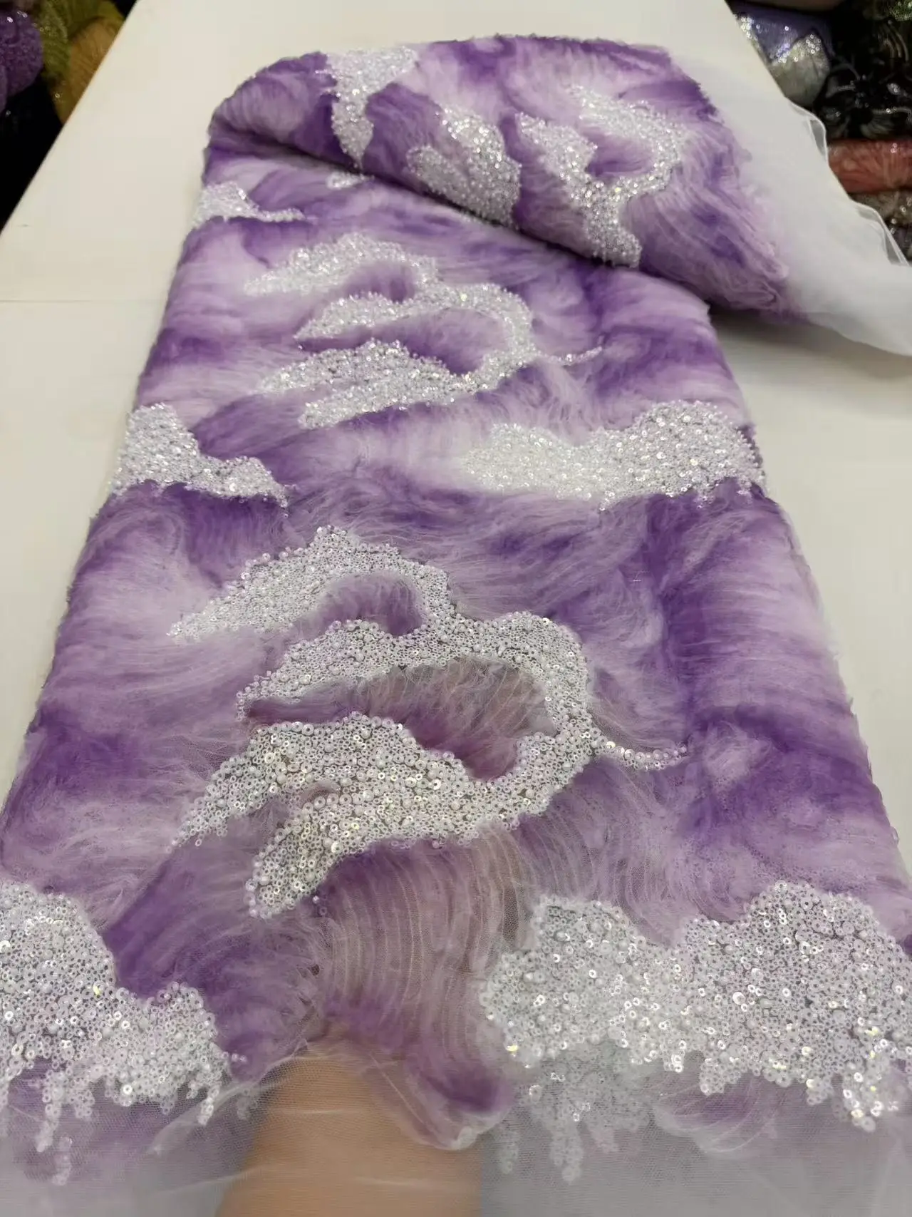 

Latest African Lace Fabric 2025 High Quality,Fabrics By The Meters,Sequin,Tulle,Wedding Dresses,Embroidery,Mesh,Cloth,5 Yards