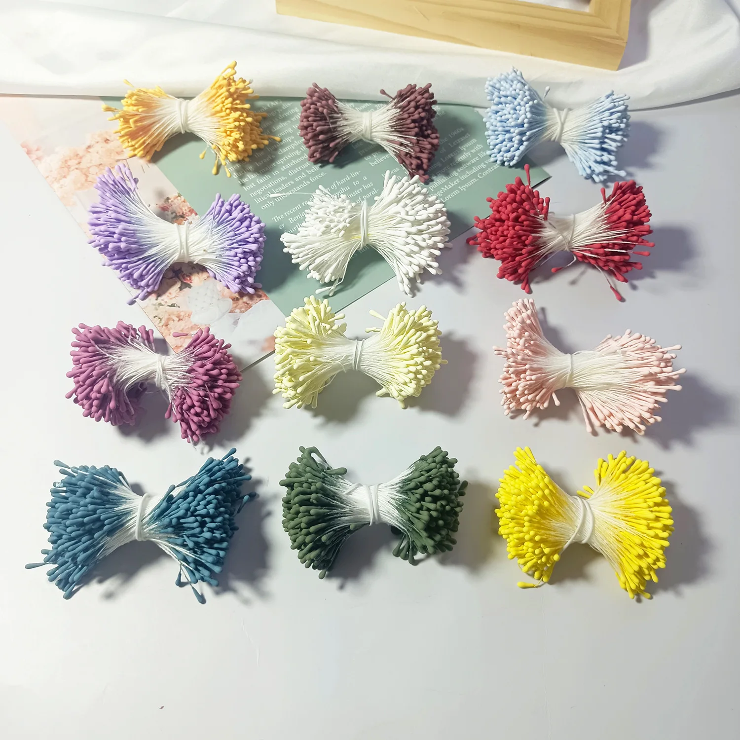 

400pcs 2mm White Stamen Matte Handmade Artificial Flowers For Wedding Party Home Decoration DIY Flower Garland Craft Accessories