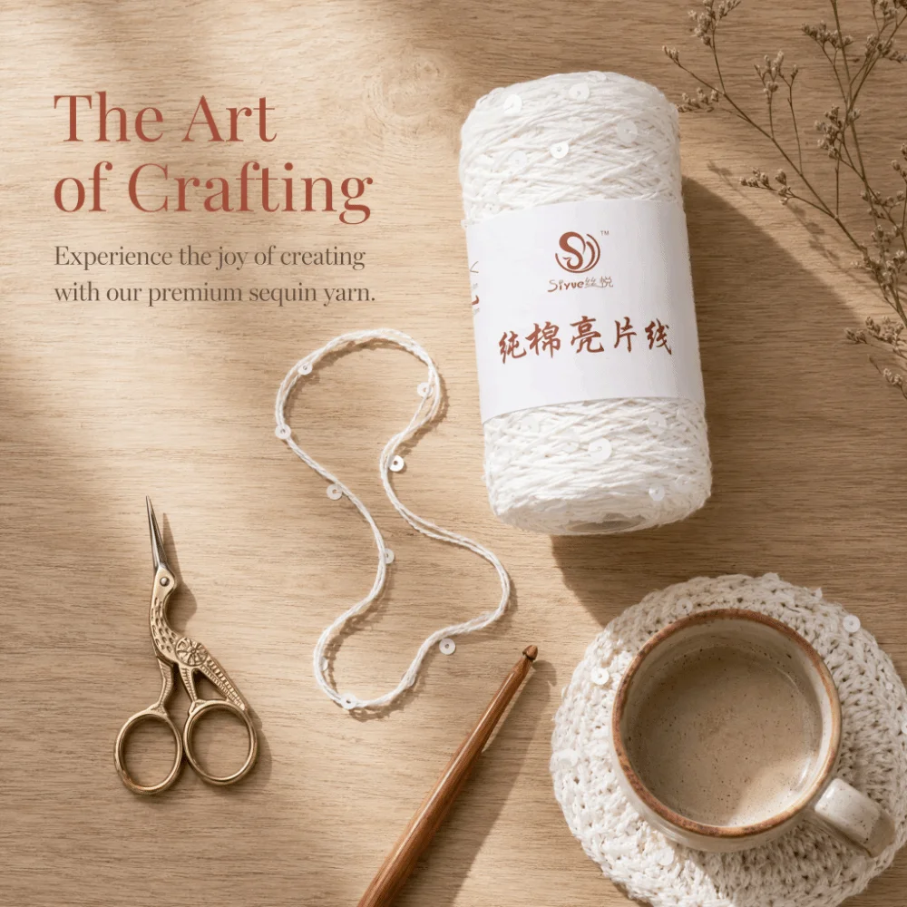 DIY Pure Cotton Hand Knitting Thread Large Bead Hand Knitting Sequin Yarn Bead Spool Thread Decorative
