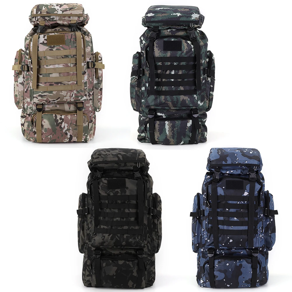 80L Mountaineering Backpack 600D Oxford Cloth Fishing Backpack Multiple Pockets Mountain Climbing Rucksack Travel Accessories