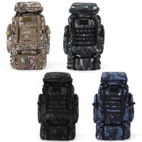 80L Mountaineering Backpack 600D Oxford Cloth Fishing Backpack Multiple Pockets Mountain Climbing Rucksack Travel Accessories
