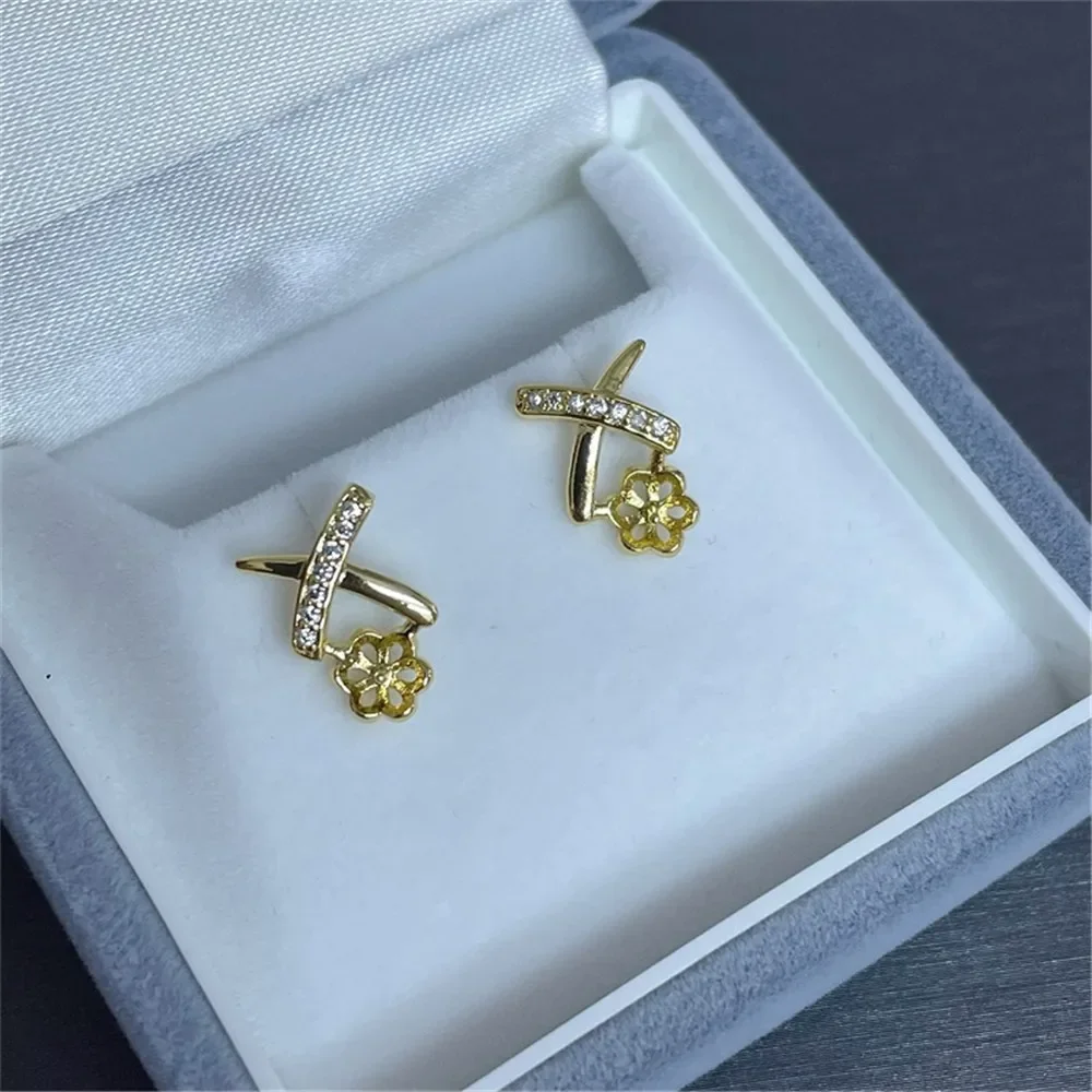 

18K Gold Color Earrings Hoops High Quality Jewelry Making Supplies Diy Findings Accessories No Pearl E001