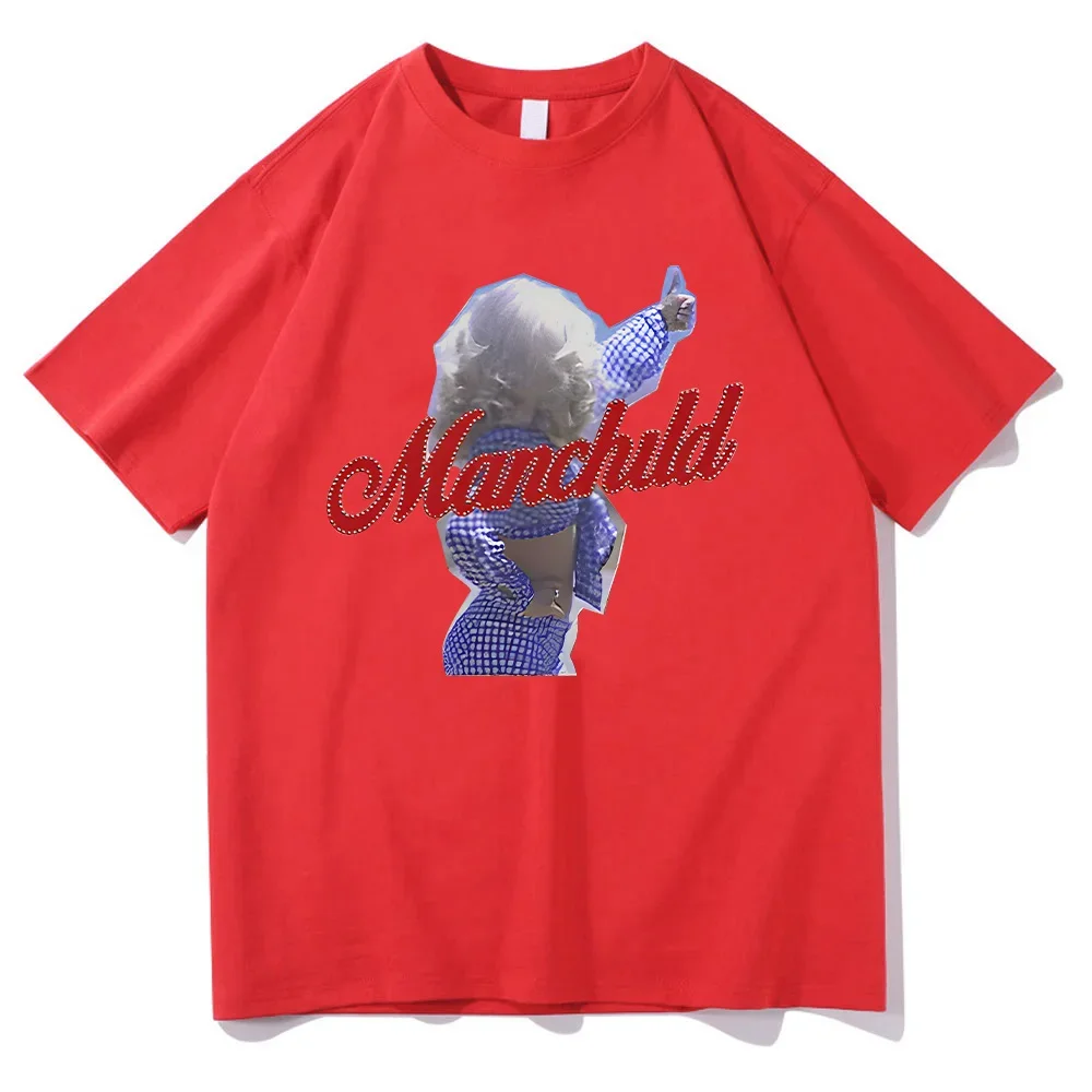 Sabrina Carpenter Manchild T -shirt Women Aesthetic Streetwear Grunge Kawaii University Hip Hop Tees Unisex  Short Sleeve