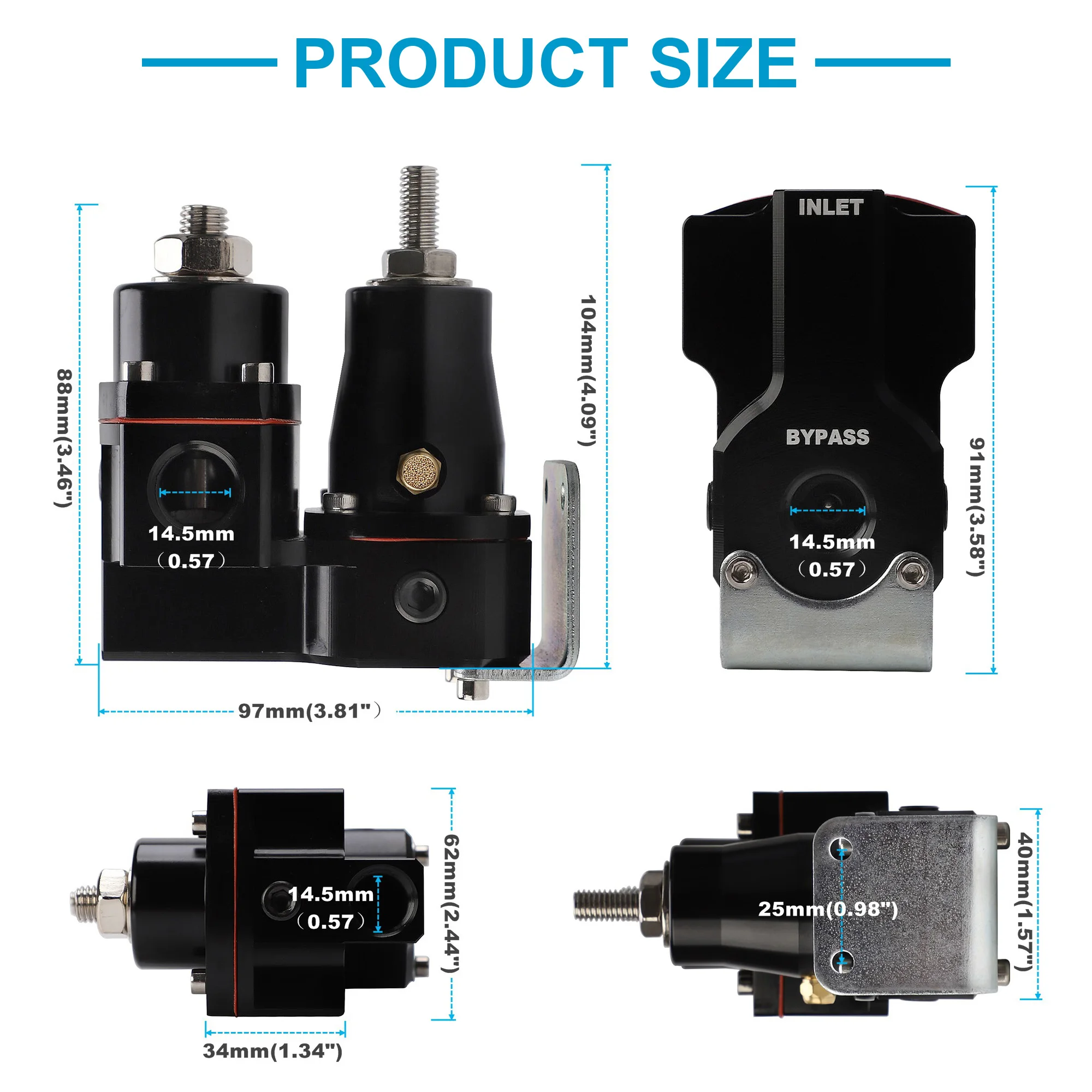 EFI To Carb Retrofit Fuel Pressure Dual Stage Adjustable Pressure Regulator Kit 3/8 