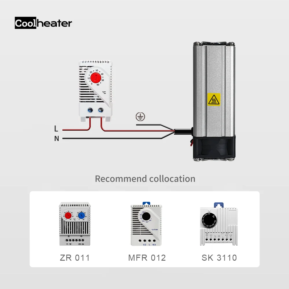 50W 100W Kabinet Mini Industrial Electric DC24V Ptc Fan Heater