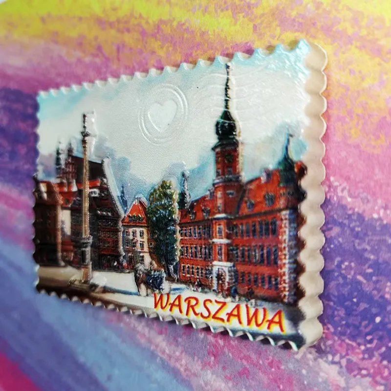 Warsaw, Poland Tourist souvenirs Construction stamps 3D stereo refrigerator sticker Home decor items Collection Arts and Crafts