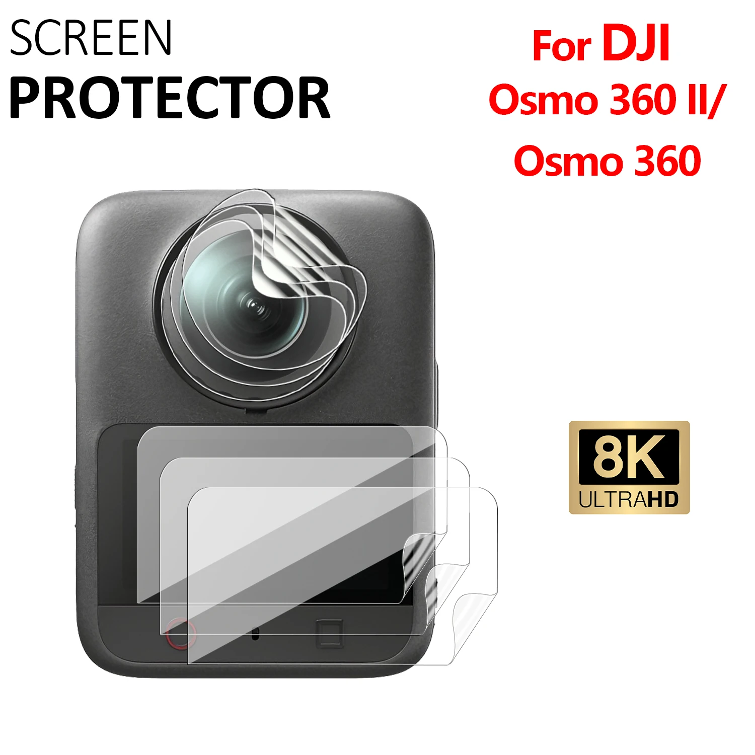 For DJI Osmo 360 360 II HD Flexible TPU Lens Film Tempered Glass Screen Protector Dual Combo Set Action Camera Guard Accessories
