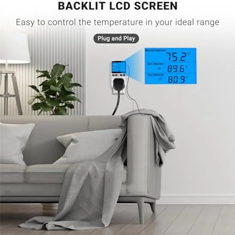 ABKI-1 قطعة المكونات في ترموستات متحكم في درجة الحرارة المقبس التدفئة التبريد التحكم الموقت الأبيض ABS الولايات المتحدة التوصيل