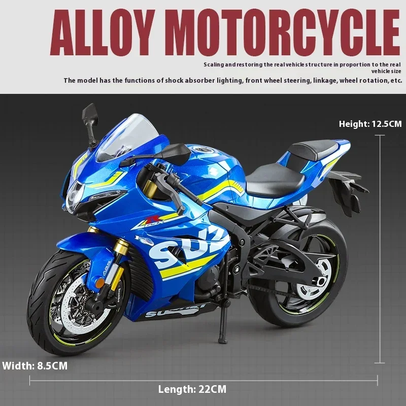 1:9 Suzuki GSX-1000R  Motorcycle Toy Alloy Diecast Metal Model Motorcycle Shop Display Ornament Present for Friend ChristmasToys