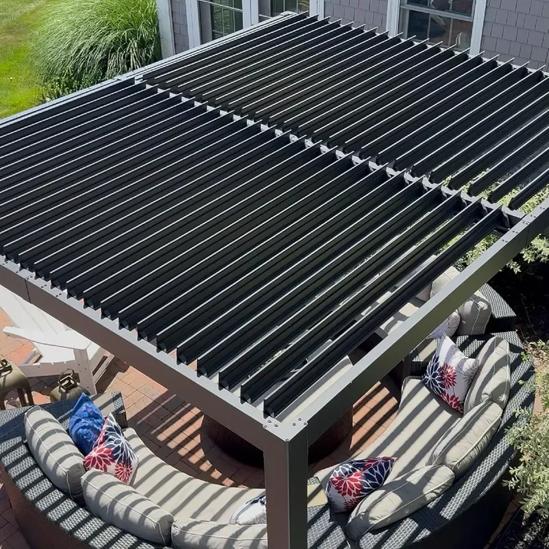 Louvered Pergola 10' X 12' Aluminum Outdoor Pergola with Adjustable Louvers Roof and 70 Mph High Wind Resistant
