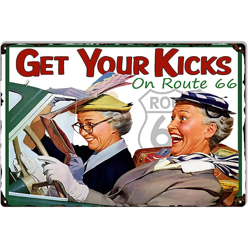 

Iron Painting Ladies Enjoy the Art of Route 66 Signs Interesting Bars Restaurants Cafes Wall Decoration Art Posters Retro Style