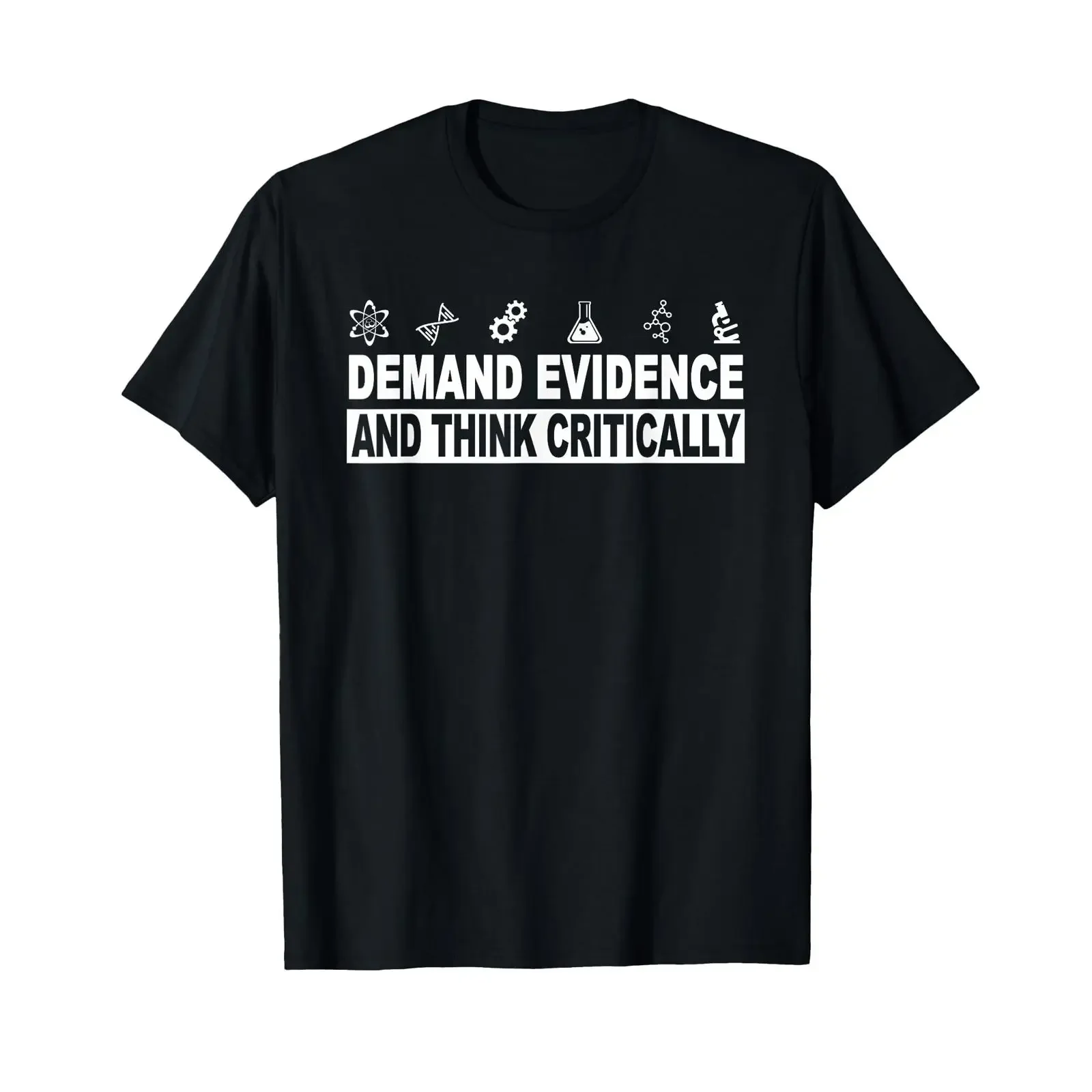 Camiseta de ciencia con estampado 'Demand Evidence and Think Critically', estilo vintage, lavada, informal, transpirable, ligeramente holgada, para uso diario