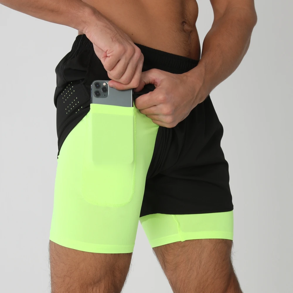 2026New Men Running Shorts Gym Sports Shorts 2 In 1 Quick Dry Workout Training Gym Fitness Jogging Short Pants Summer Men Shorts
