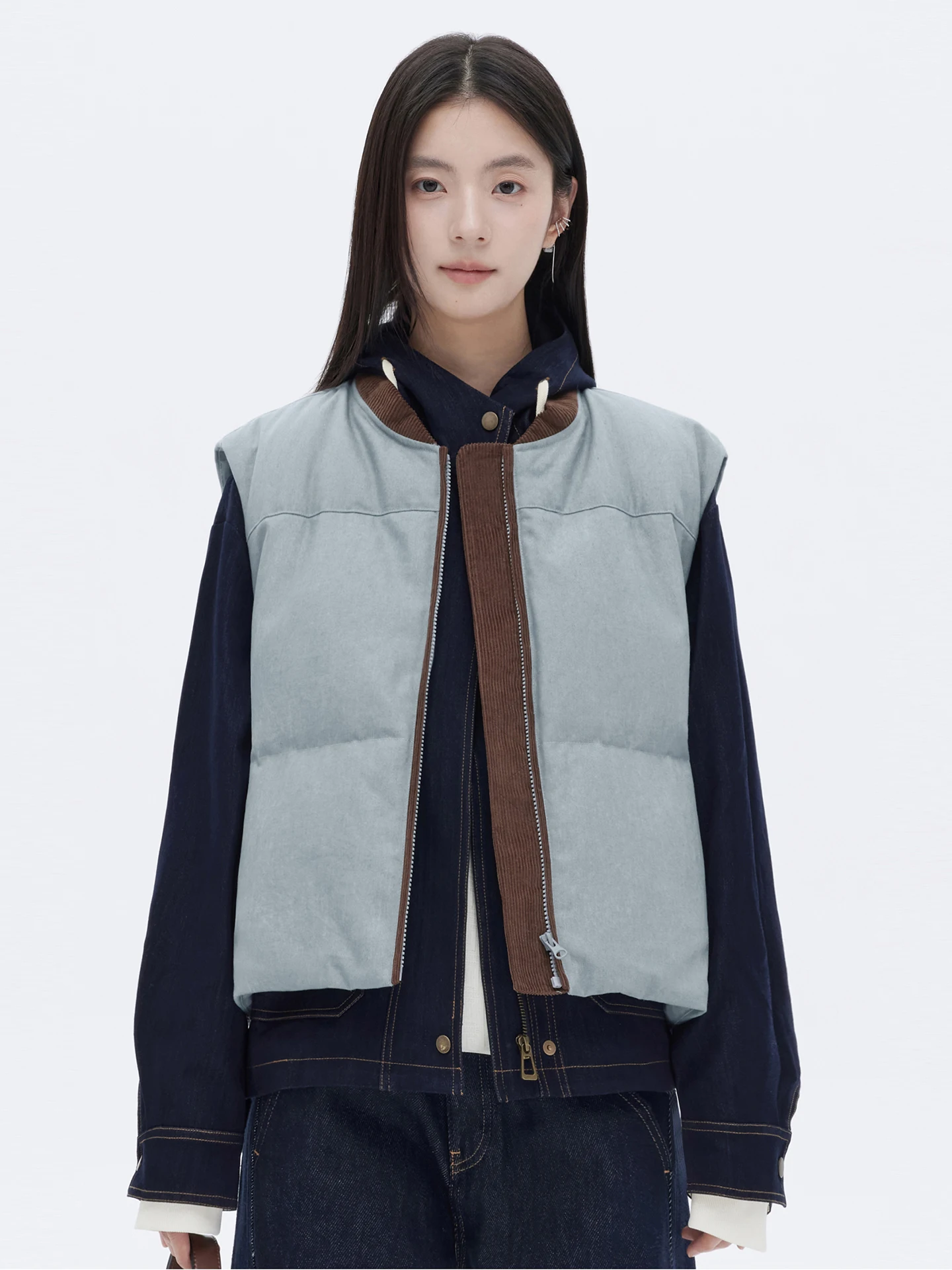 

Женский пуховый жилет с 90% белым гусиным пухом, V-образный вырез, теплый, повседневный, на молнии, стандартный крой, для отдыха