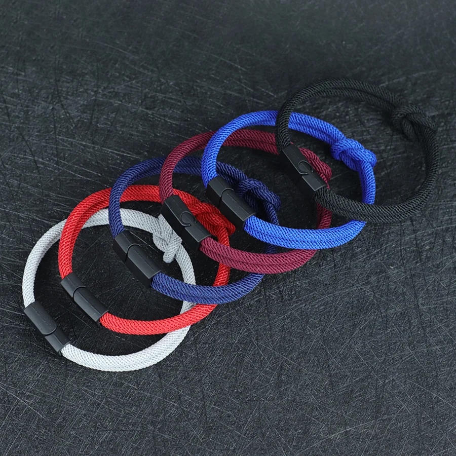 Classic Bilayer Rope Bracelet Unisex Apparel Accessories Magnetic Buckle Concentric Knot Braslet Cycling Couple Casual Pulseira