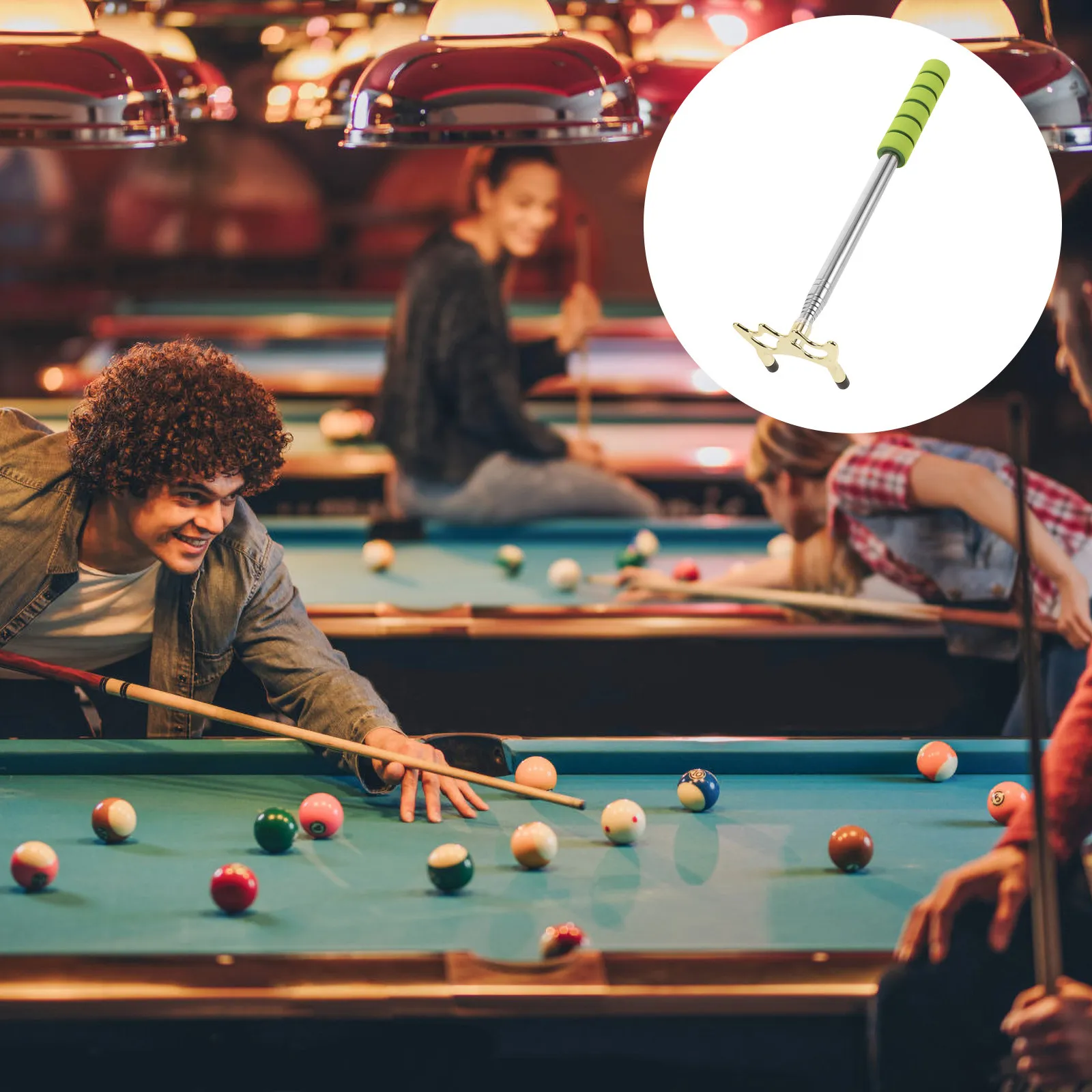 

Stainless Steel Telescopic Pool Cue Stick Detachable Bridge Head Anti-Slip Design for Billiard Snooker Bridge Pool Table