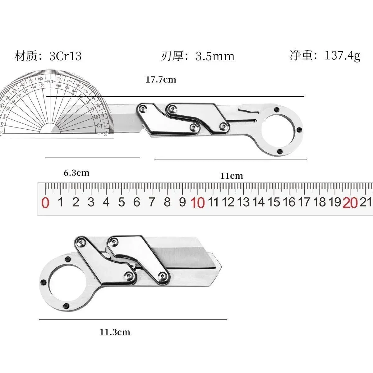 1pc, Multifunctional Folding Knife, Stainless Steel Pocket Knife, Creative Deformation Knife, Outdoor Knife