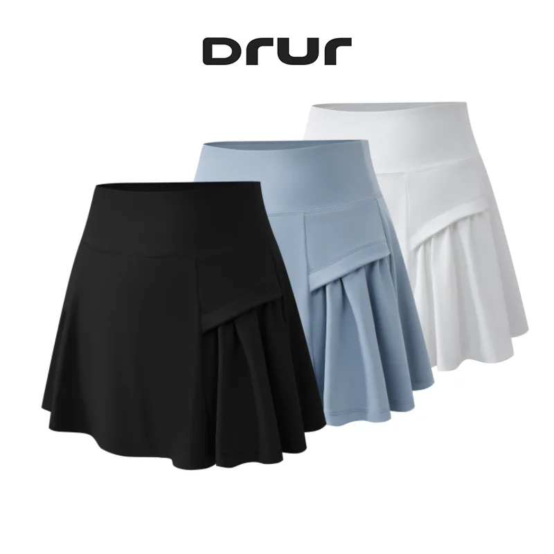 DRUR High Waist Tennis Skirts For Women Skirt Shorts With Pocket Summer Sports Golf Yoga Mini Skirts Athletic Workout Wear 2025