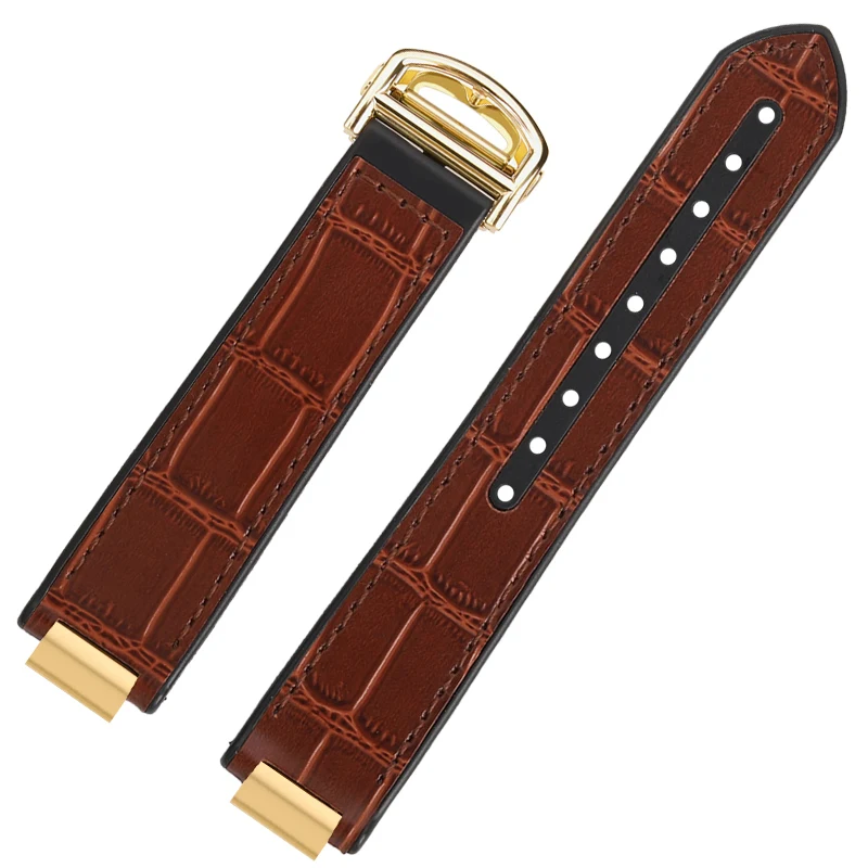 For Cartier Blue Balloon Watch Belt Rubber Bottom Band 36mm 42mm Leather watch Strap Cow Watch Band third-generation fold buckle