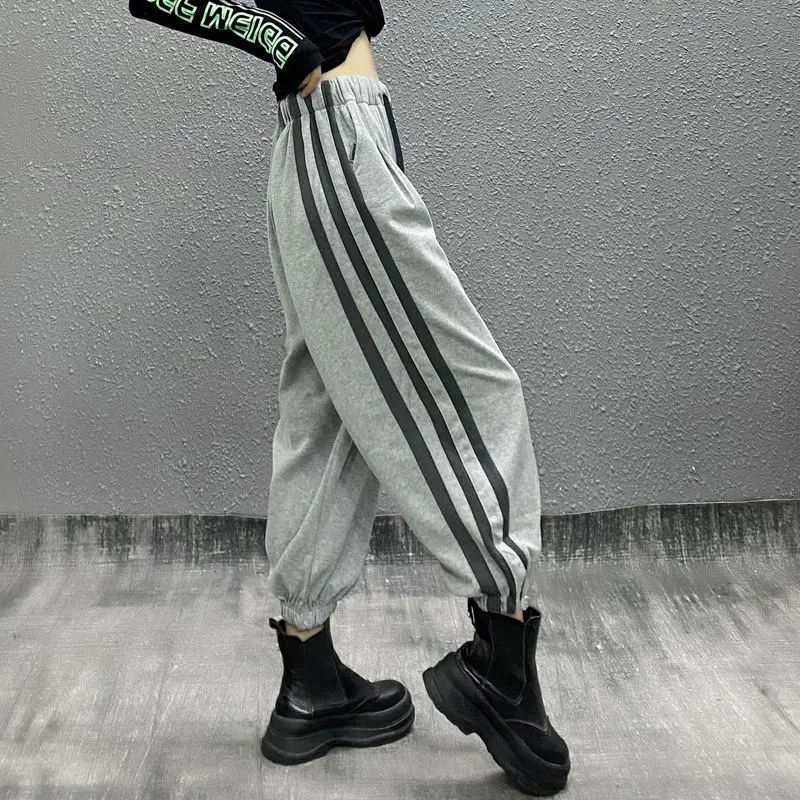 

2023 Autumn Women's Side Stripe Loose Sports Casual Pants Fashion High Waist Slim and Comfortable Versatile Hooded Lantern Pants