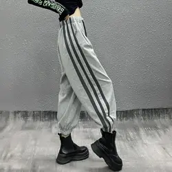 2023 Autumn Women's Side Stripe Loose Sports Casual Pants Fashion High Waist Slim and Comfortable Versatile Hooded Lantern Pants