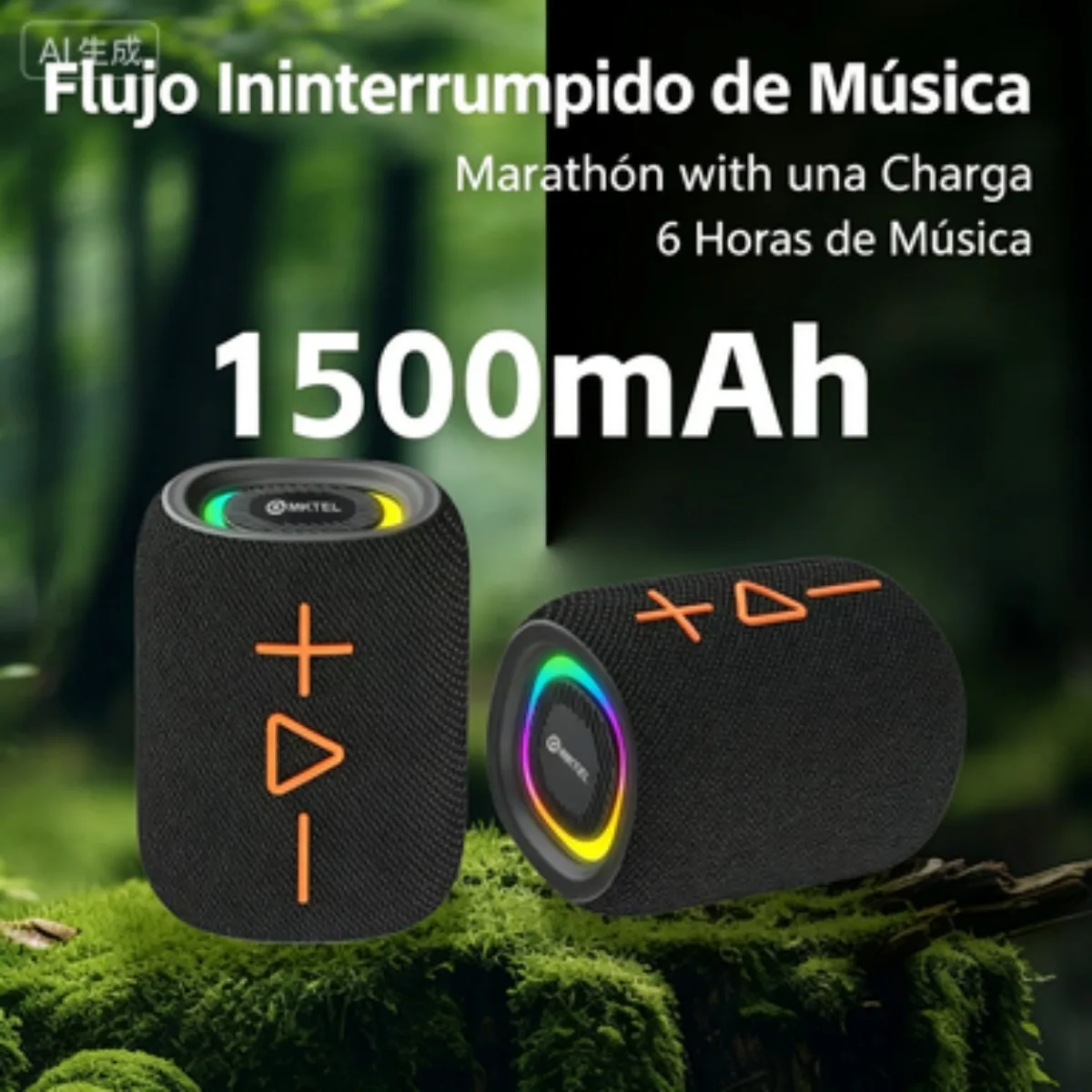 Altavoz Bluetooth portátil MKTEL S308, resistente al agua IPX5, potencia de 428 W, con altavoz inalámbrico estéreo y graves, autonomía de hasta 6 horas. Ideal para uso en exteriores y en el hogar.