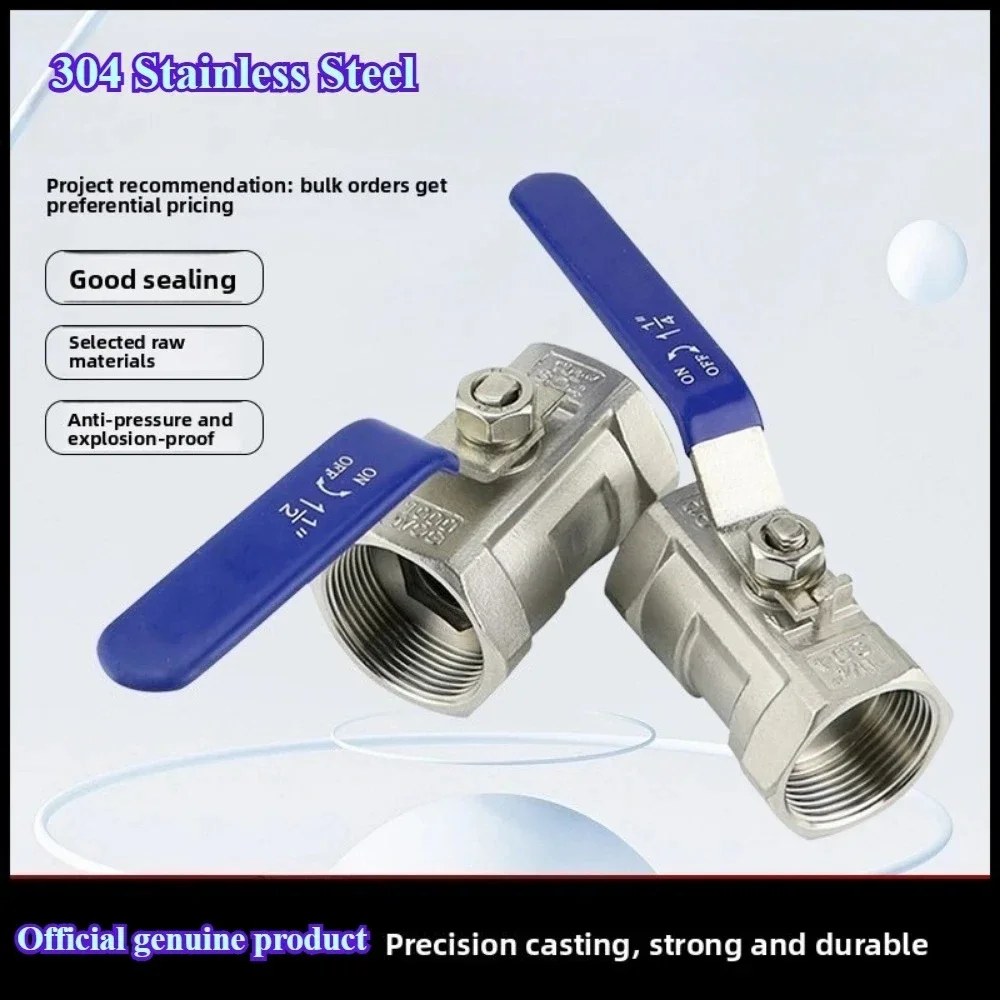 BSP Female Thread Ball Valve - Stainless Steel Body with Vinyl Grip, 1/4 to 1-1/2 Inch for Water & Gas Plumbing for home use