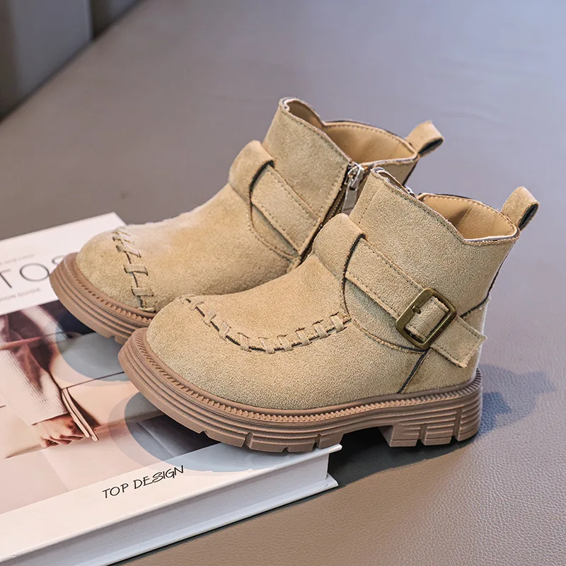 

Осенние модные ботинки в стиле ретро для девочек, кожаные ботильоны принцессы на мягкой подошве, нескользящие короткие ботильоны, теплая детская обувь для малышей