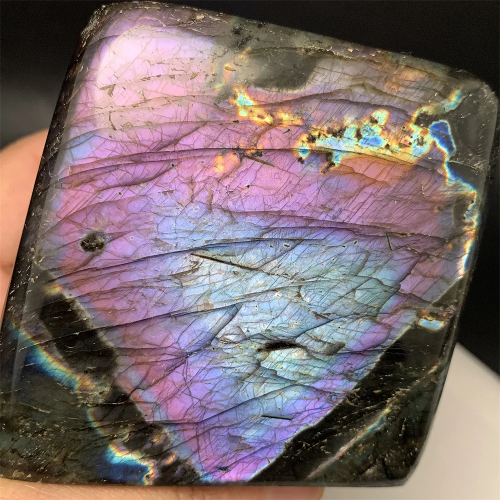 Natural Heart-shape Blue Purple Light Labraorite Ornaments Rare Silver Blue Light Labrador Beads Yellow Light Labradorite Blocks