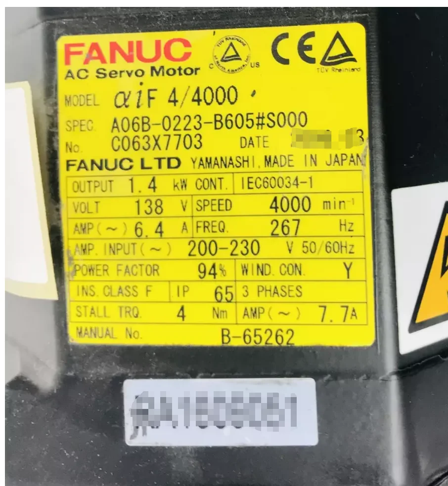 

A06B-0223-B605 Fanuc Servo Motor Tested OK A06B 0223 B605